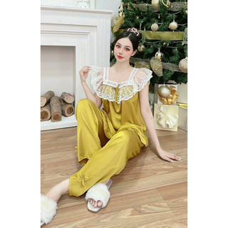 Bộ lụa phối ren mặc nhà cực xinh