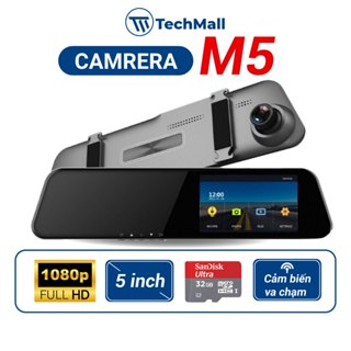 Camera Hành Trình Ô Tô M5 Màn Hình Cảm Ứng Dạng Gương, Tích hợp Cam Sau Dây 6m, Phù Hợp Nhiều Dòng Xe, Tặng kèm thẻ nhớ
