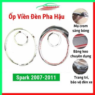Ốp viền đèn pha hậu mạ crom cho xe matiz 3, spark 2007-2011