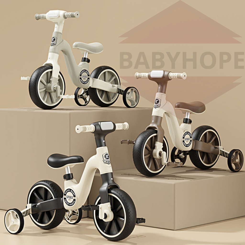 Xe đạp ba bánh cho bé kiêm xe chòi chân 2 - 6 tuổi HAPPY BABY có nhạc và đèn