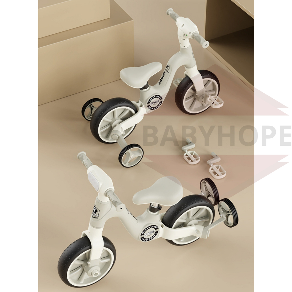Xe đạp ba bánh cho bé kiêm xe chòi chân 2 - 6 tuổi HAPPY BABY có nhạc và đèn