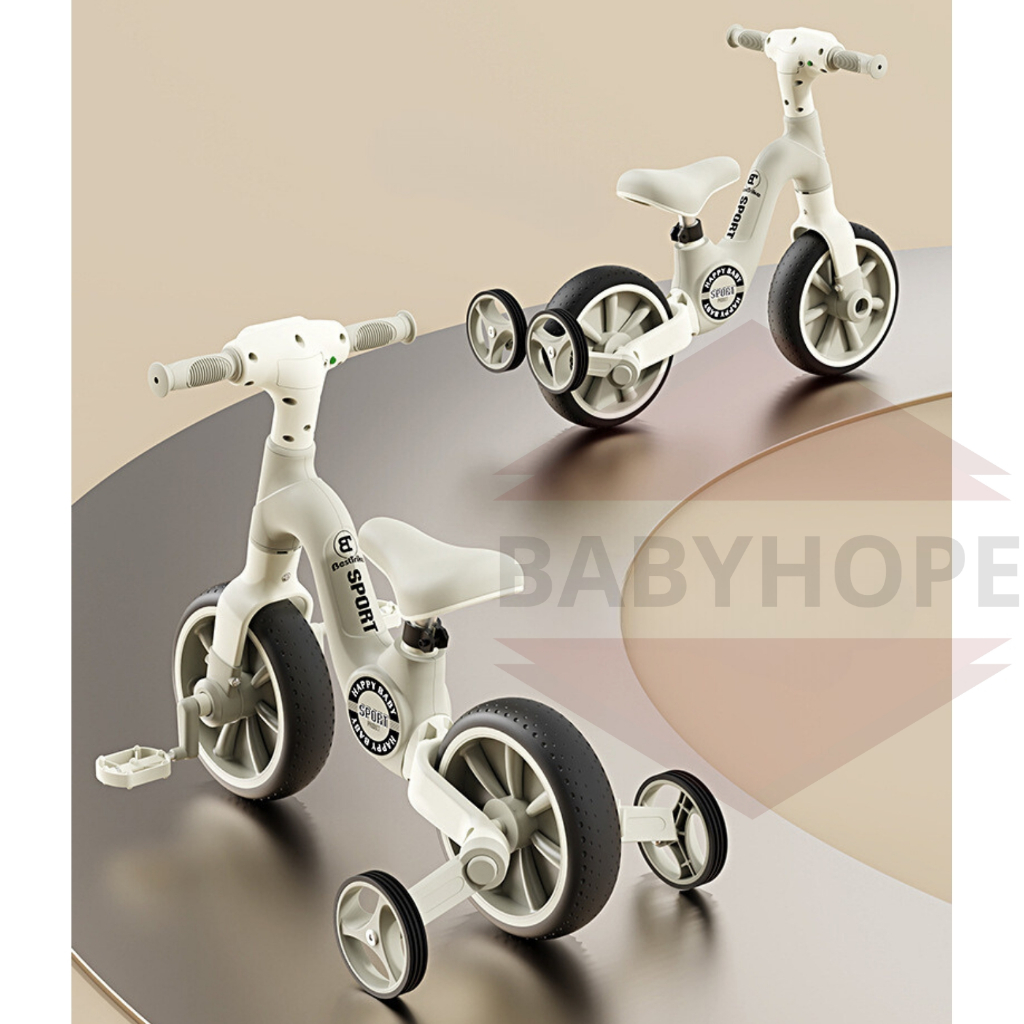 Xe đạp ba bánh cho bé kiêm xe chòi chân 2 - 6 tuổi HAPPY BABY có nhạc và đèn