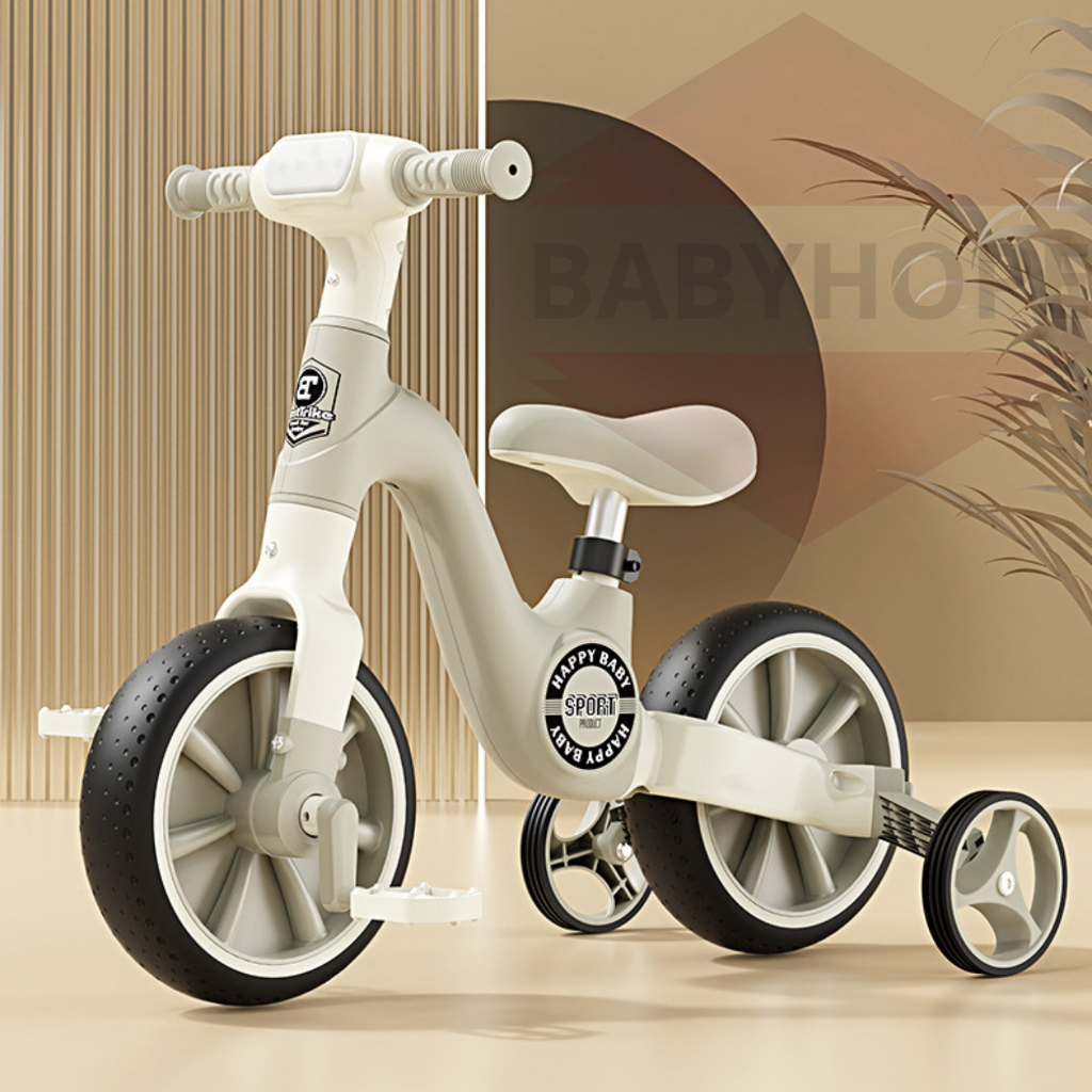 Xe đạp ba bánh cho bé kiêm xe chòi chân 2 - 6 tuổi HAPPY BABY có nhạc và đèn