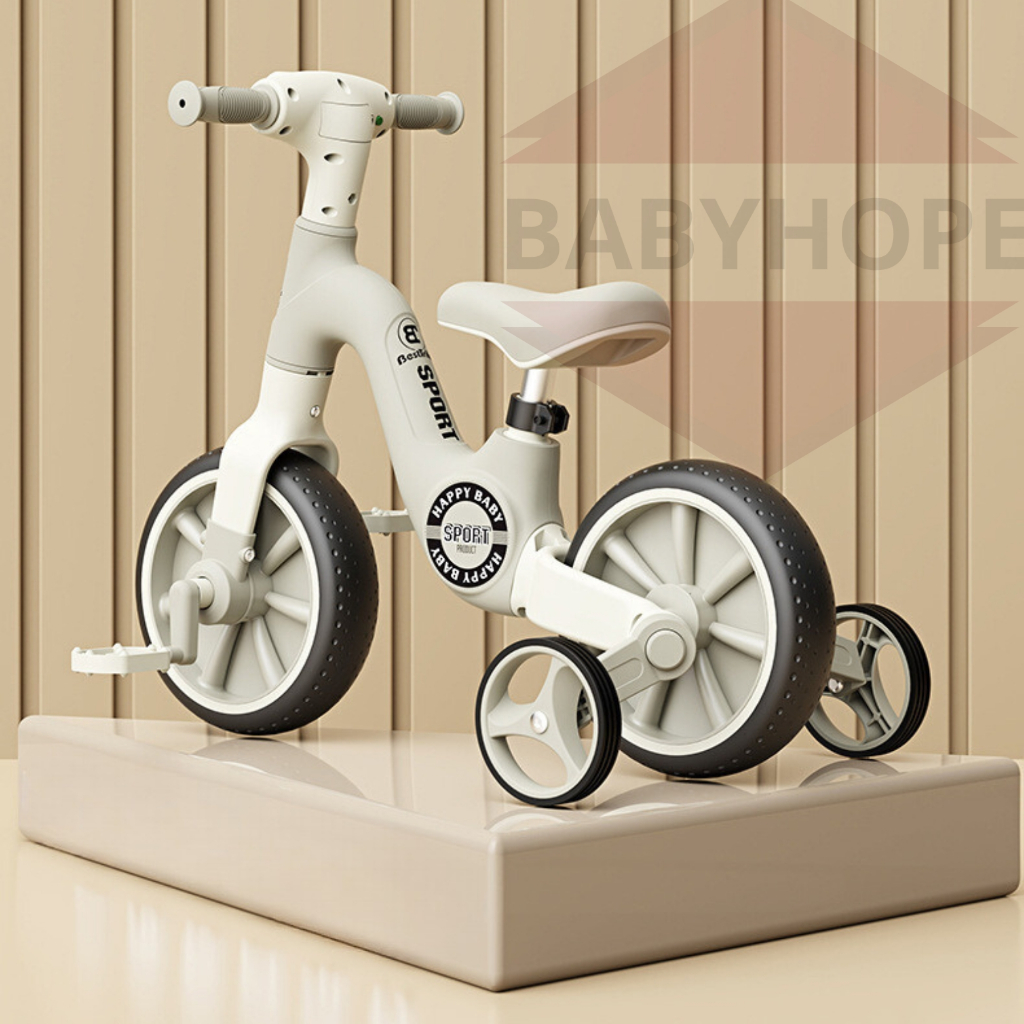 Xe đạp ba bánh cho bé kiêm xe chòi chân 2 - 6 tuổi HAPPY BABY có nhạc và đèn