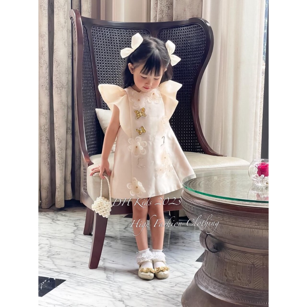 Sét váy xinh tay cánh tiên đính cánh bươm cho bé gái