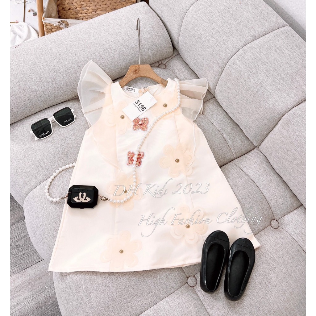 Sét váy xinh tay cánh tiên đính cánh bươm cho bé gái