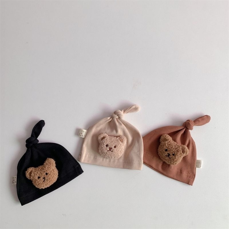 Mũ củ tỏi đính gấu xù xinh cho bé từ ss-12 tháng