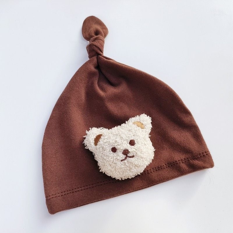 Mũ củ tỏi đính gấu xù xinh cho bé từ ss-12 tháng