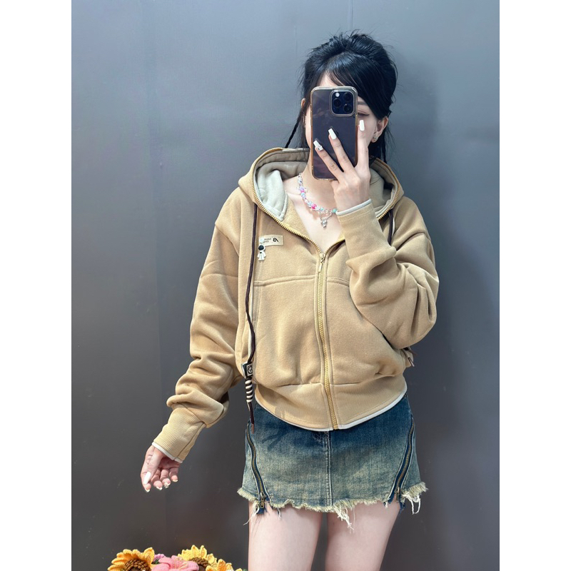 Áo khoác nỉ 2lai nón phối màu_Bee