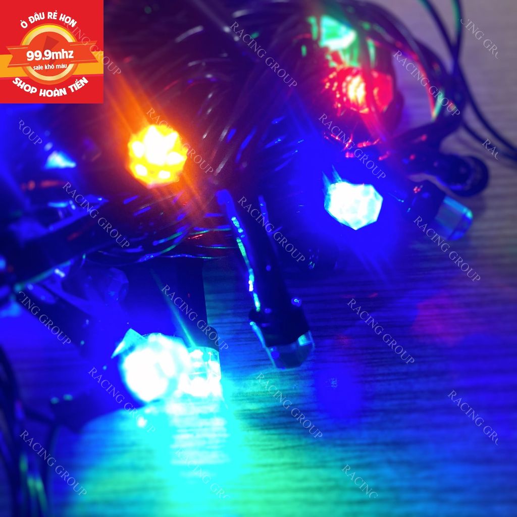 Dây đèn led nhiều màu dài 10m 50 bóng tiêu dây màu đen chỉnh được chế độ chớp có đầu nối tiếp được nhiều dây