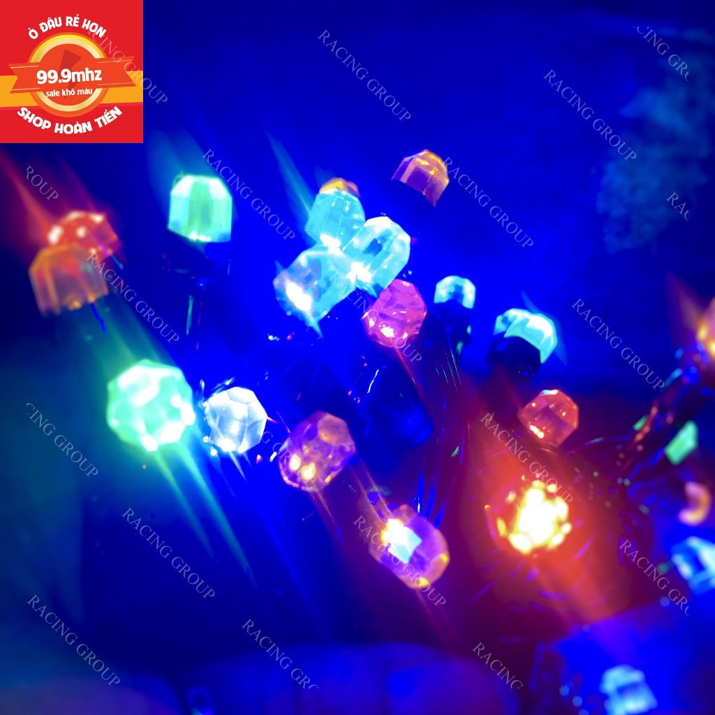 Dây đèn led nhiều màu dài 10m 50 bóng tiêu dây màu đen chỉnh được chế độ chớp có đầu nối tiếp được nhiều dây