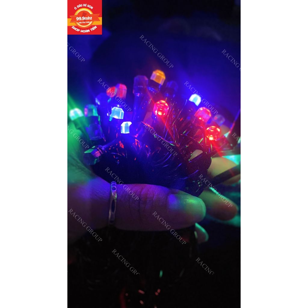 Dây đèn led nhiều màu dài 10m 50 bóng tiêu dây màu đen chỉnh được chế độ chớp có đầu nối tiếp được nhiều dây