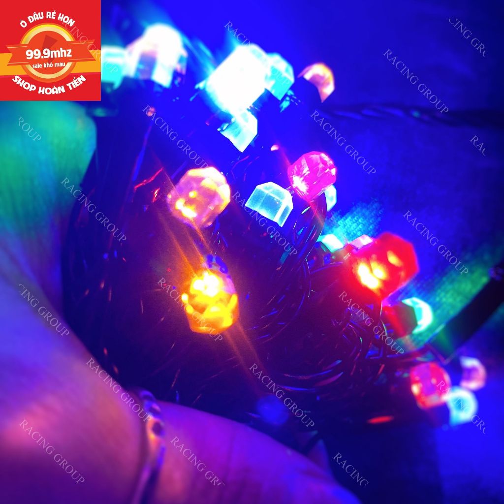 Dây đèn led nhiều màu dài 10m 50 bóng tiêu dây màu đen chỉnh được chế độ chớp có đầu nối tiếp được nhiều dây