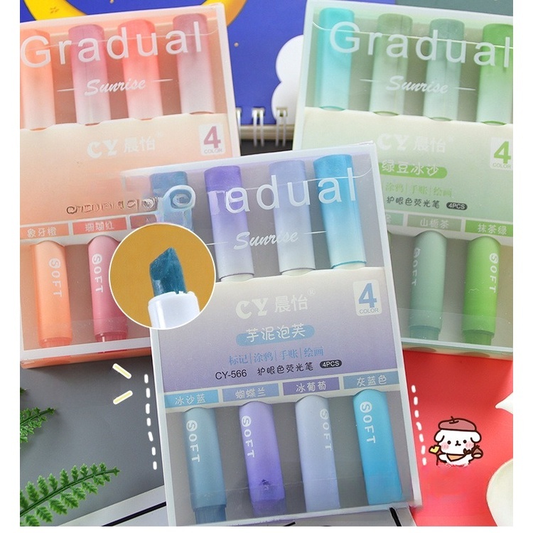 Bút Đánh Dấu Hightlight Pastel Nhớ Dòng Set Hộp 4 Màu VPHL8