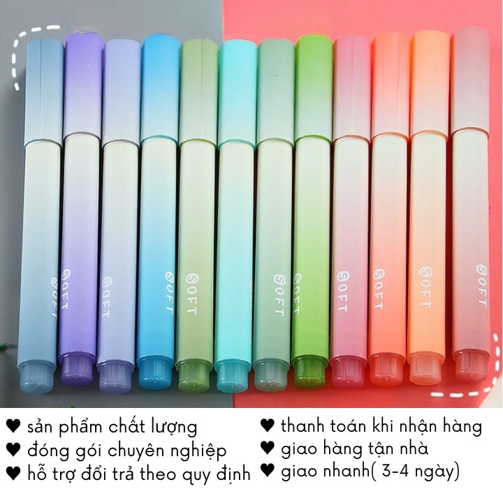 Bút Đánh Dấu Hightlight Pastel Nhớ Dòng Set Hộp 4 Màu VPHL8