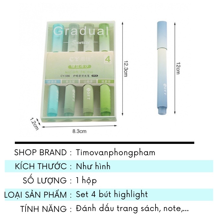 Bút Đánh Dấu Hightlight Pastel Nhớ Dòng Set Hộp 4 Màu VPHL8