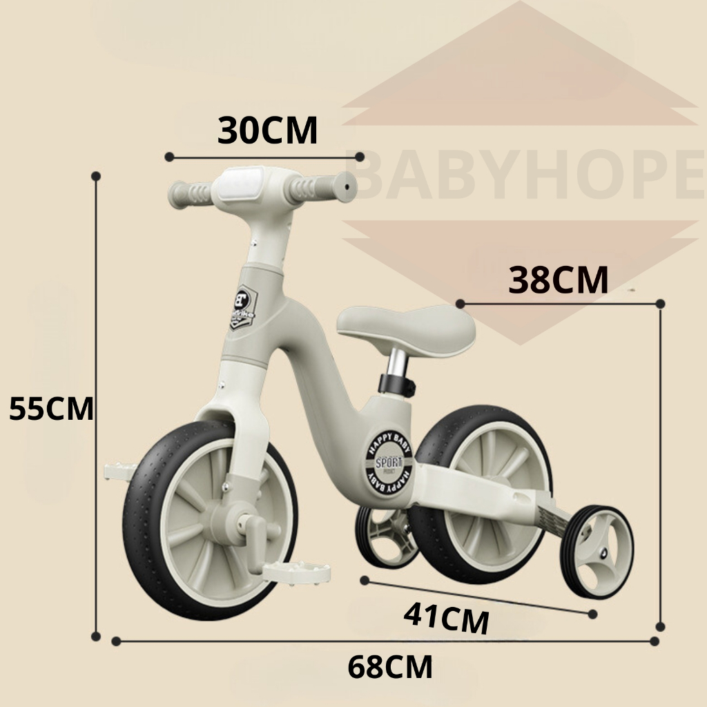 Xe đạp ba bánh cho bé kiêm xe chòi chân 2 - 6 tuổi HAPPY BABY có nhạc và đèn