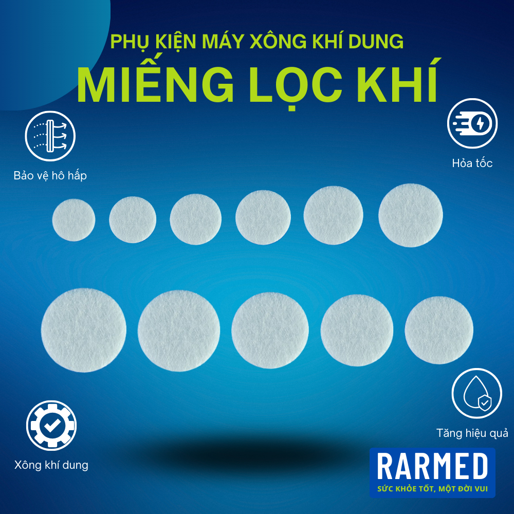 Phụ kiện 5 miếng đầu lọc khí máy xông khí dung tất cả máy - Nhiều cỡ 10mm - 20mm