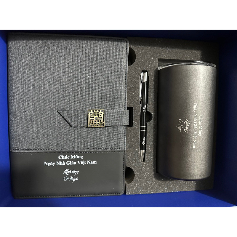 Bộ Quà Tặng Cốc Giữ Nhiệt Inox 304 Có Ống Hút Ly Uống Coffee 600ML, Sổ Tay, Bút Ký Khắc Tên làm Quà tặng Sinh Nhật