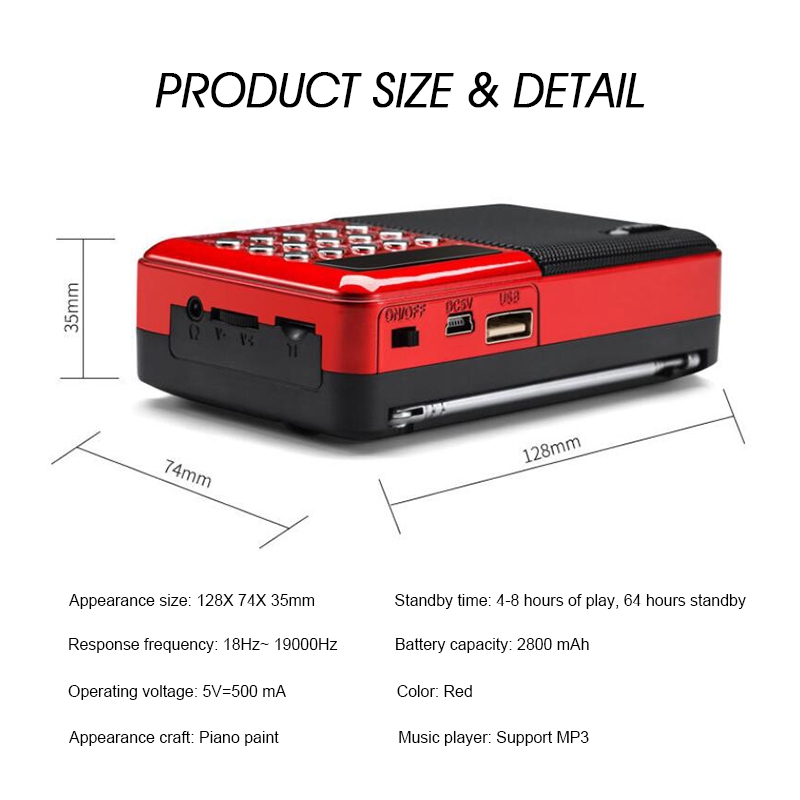 Radio mini nghe đài, nghe nhạc thẻ nhớ, USB, nghe kinh phật
