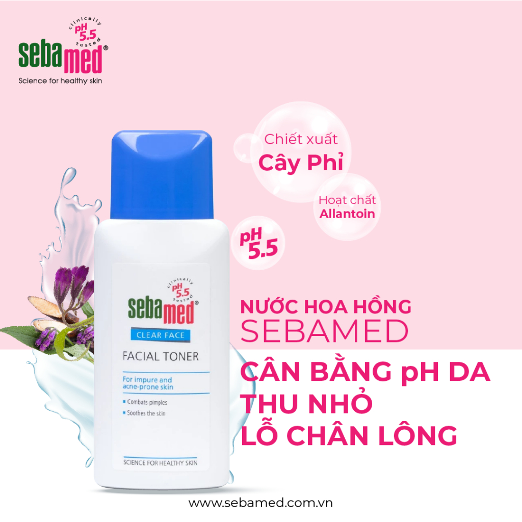 Nước hoa hồng cân bằng, se khít lỗ chân lông Sebamed Facial Toner pH5.5