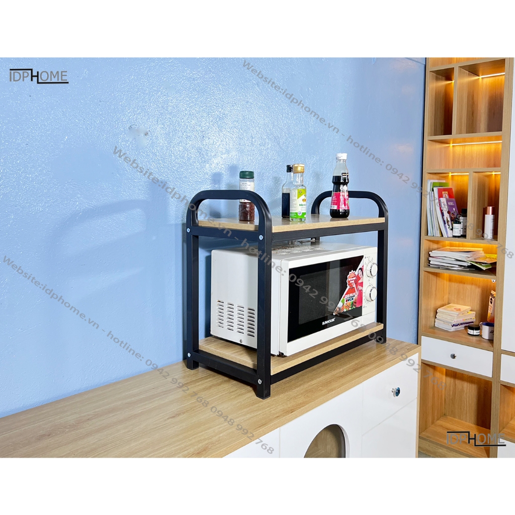 Giá kệ đa năng cho nhà bếp, giá kệ để lò vi sóng, giá kệ để đồ gia dụng khung sắt chắc chắn bền đẹp SP6838