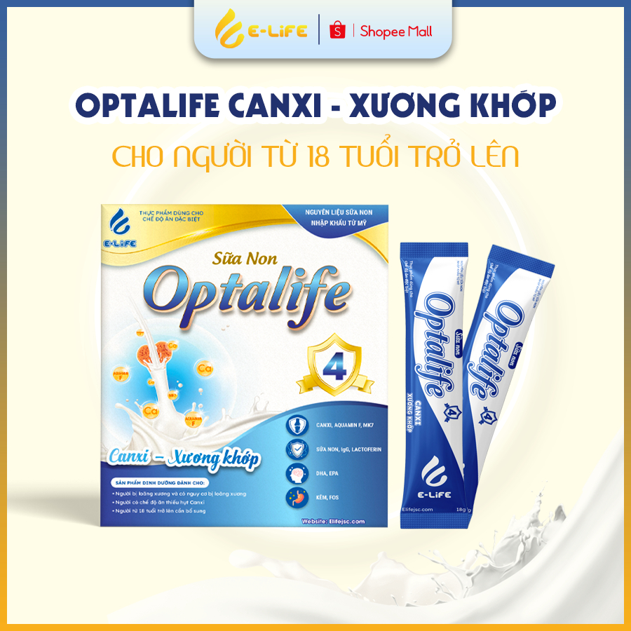 Sữa Non Optalife 4 Canxi - Giúp Xương Chắc Khỏe, Phòng Ngừa Bệnh Loãng Xương Dành Cho Người Trên 18 Tuổi