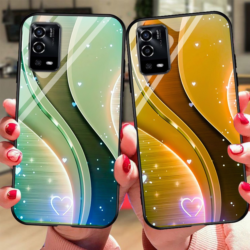 Ốp điện thoại mặt kính oppo a55 4g / oppo a55 5g in hình đơn giản sang trọng