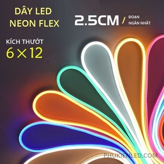 ĐÈN LED DÂY NEON 12V 6*12mm 5M/cuộn nhiều màu- Điện Việt