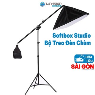 Bộ kit treo đèn softbox chân linco 8806 livestream chụp hình mẫu studio tay treobóng đèn bulb 80w