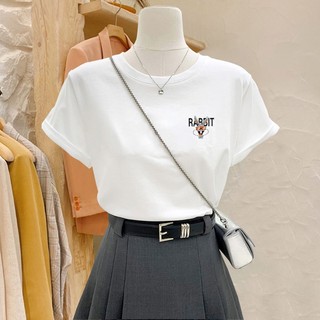   Áo phông đẹp cho nữ form vừa In Thỏ nâu, chất Cotton 100% co giãn 4 chiều, Đơn Giản Nữ Tính