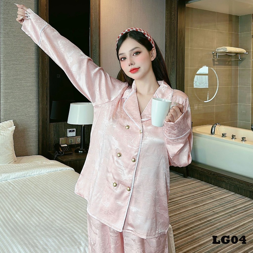 Đồ bộ pijama Bigsize tay dài, quần dài  lụa Gấm size 1 2 LG04