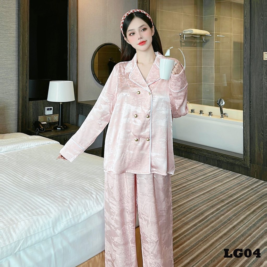 Đồ bộ pijama Bigsize tay dài, quần dài  lụa Gấm size 1 2 LG04