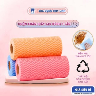 Cuộn khăn giấy lau đa năng dùng 1 lần - khăn lau bếp, lau tay 50 tờ 1 cuộn có thể giặt được