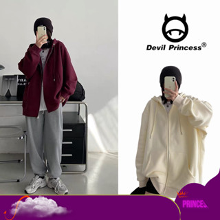 Áo nỉ hoodie nam nữ dáng dài form rộng có mũ 2 lớp siêu ấm Deliz tông màu basic phối đồ đơn giản Devil Princess