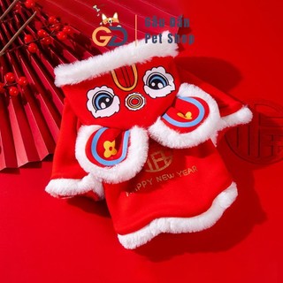 Áo tết cho chó mèo, áo tết cao cấp cho chó mèo lót lông cừu