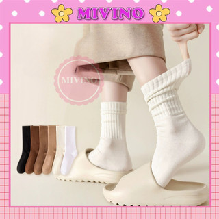 Tất cao cổ Mivino vớ nam nữ cổ cao họa tiết basic vớ nữ cổ cao nhiều màu đơn giản TN01
