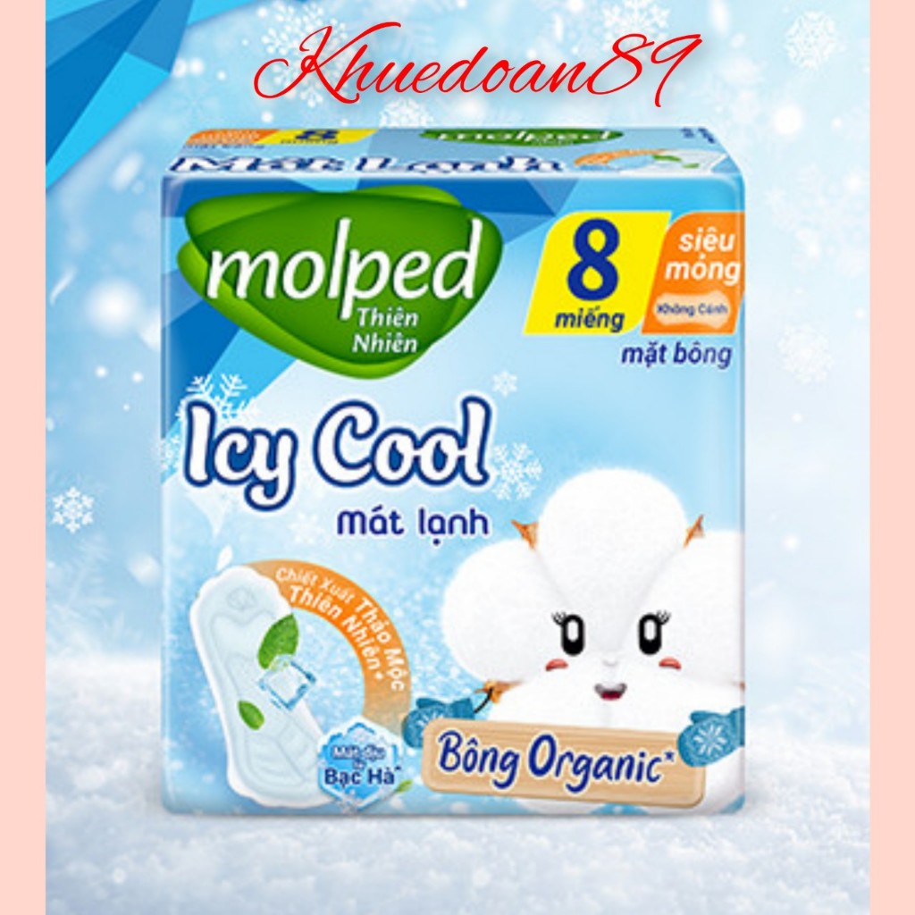 Băng vệ sinh Molped thiên nhiên bông organic tự nhiên ngày siêu mỏng mát lạnh cánh 8 miếng