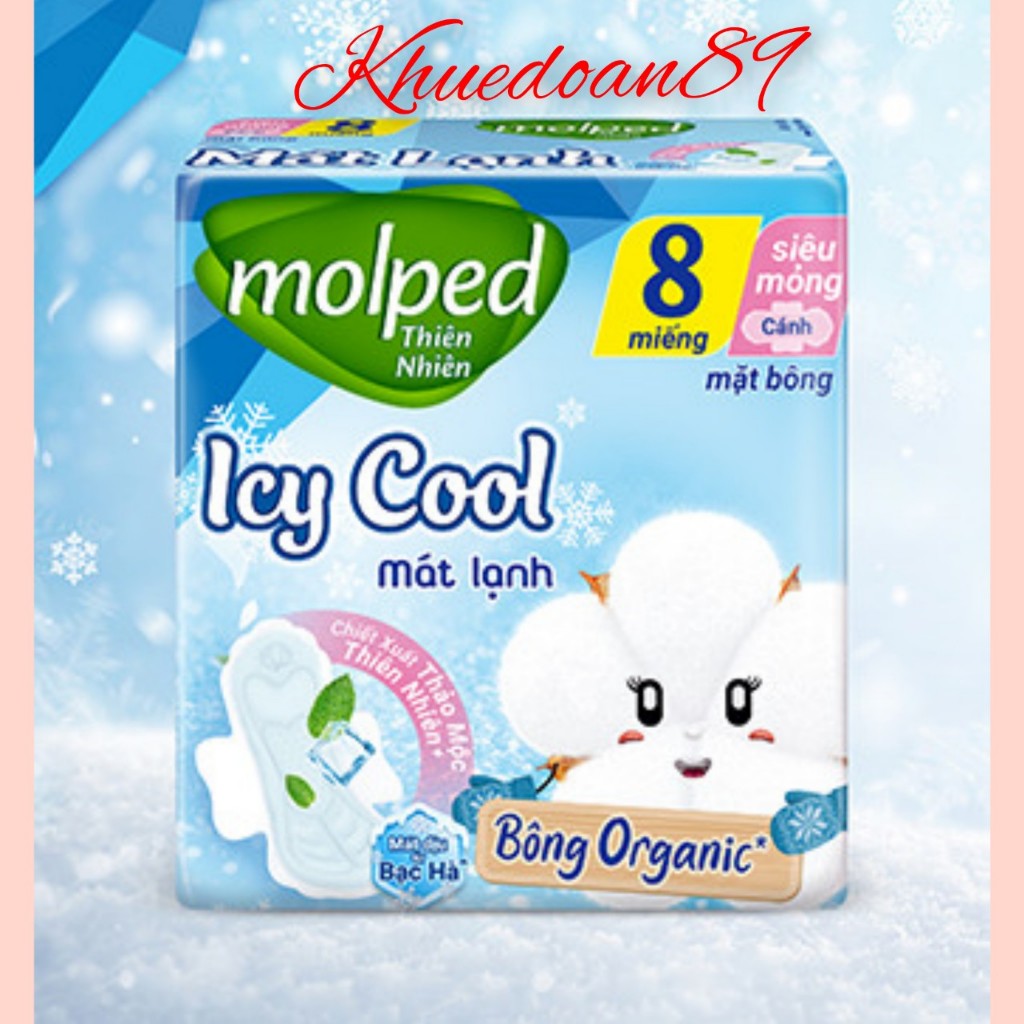 Băng vệ sinh Molped thiên nhiên bông organic tự nhiên ngày siêu mỏng mát lạnh cánh 8 miếng