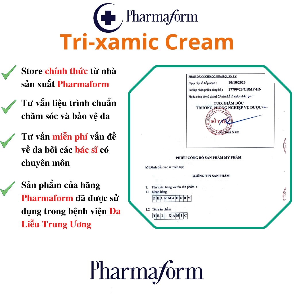 Kem dưỡng Chống lão hóa, làm sáng da, cải thiện thâm nám PHARMAFORM  Tri-Xamic Cream