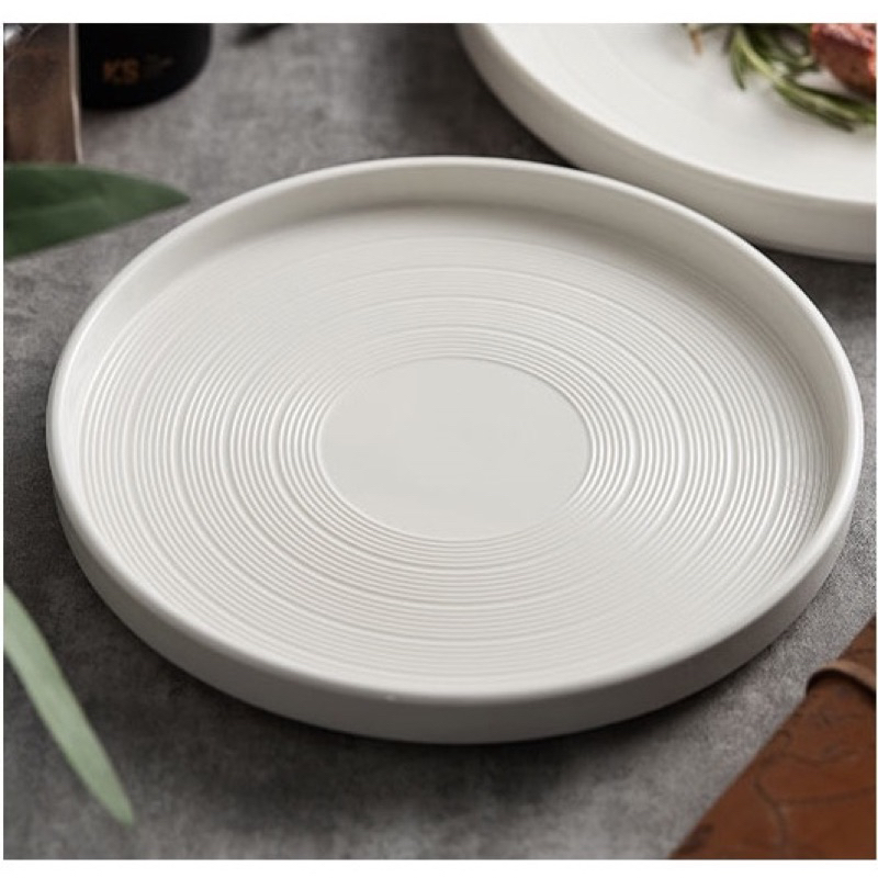 Đĩa Sứ tròn Vân xoáy thành cao Weiss , Dĩa sứ decor nhà hàng cao cấp