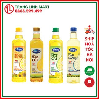 Dầu ăn Simply đậu nành / hạt cải/ gạo lứt 1 Lít