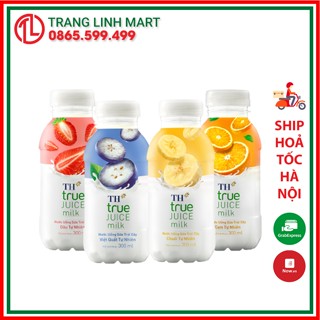 Combo 6 chai nước uống sữa trái cây cam dâu chuối việt quất tự nhiên TH True Juice Milk 300ml