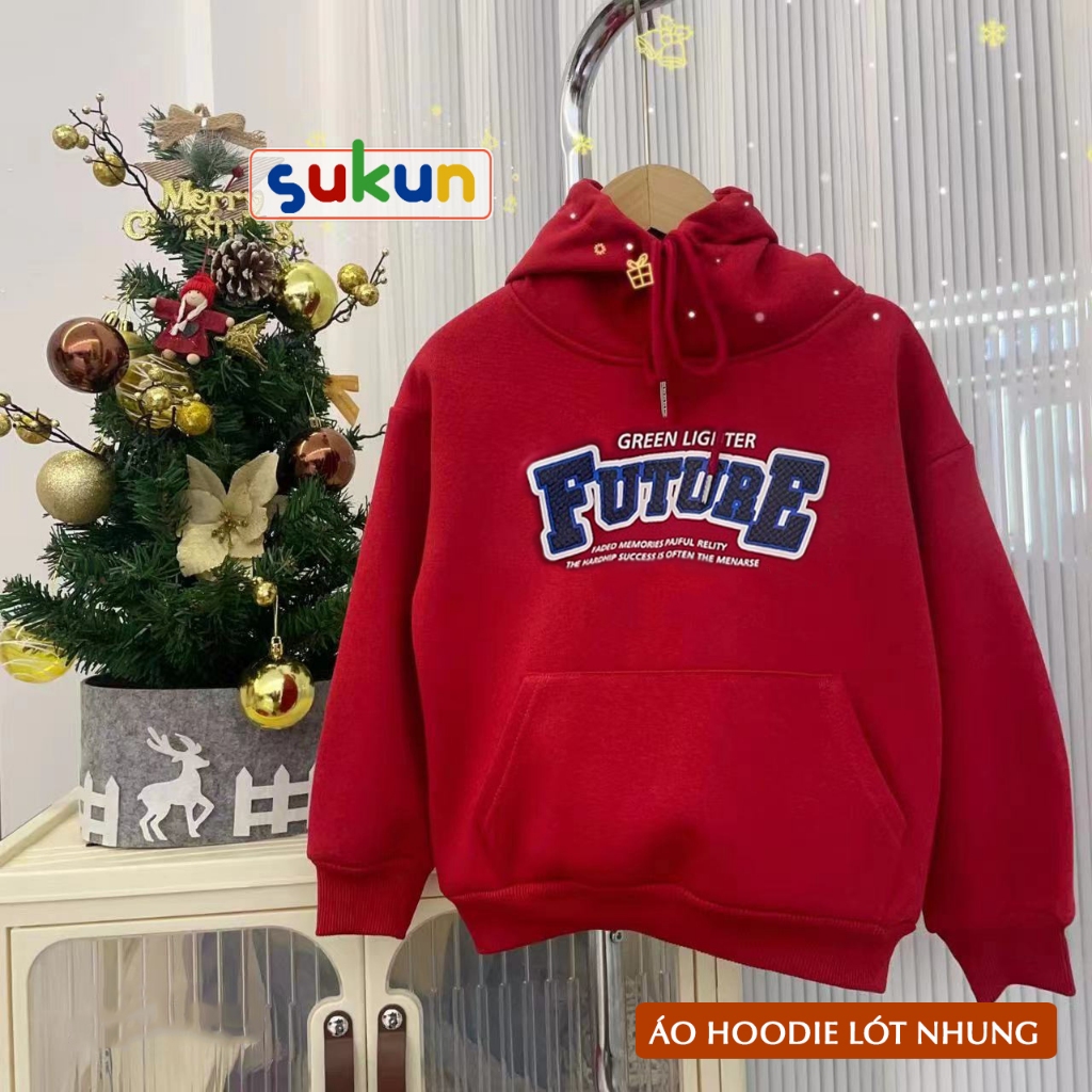 Áo hoodie đỏ diện noel tết cho bé gái bé trai Sukun - Áo hoodie nỉ có mũ cho bé trai loại đẹp Kunkids