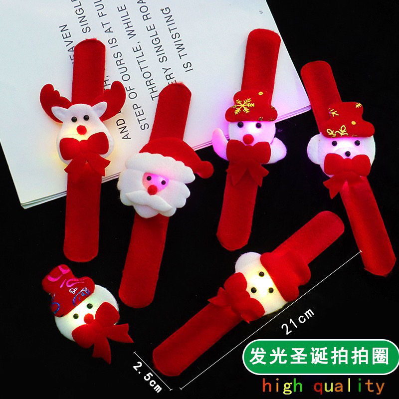 {có Đèn nháy} Vòng đập nhung cuộn tay noel phát sáng, quà giáng sinh, vòng tay noel
