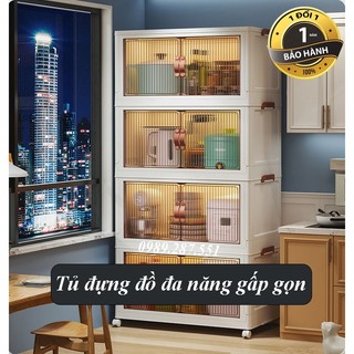 Tủ Nhựa Đa Năng Gấp Gọn Tiện Lợi, Tủ Để Đồ Bánh Xe Xoay 360 Độ, Tủ Nhà Bếp, Tủ Nhựa 2 Cánh