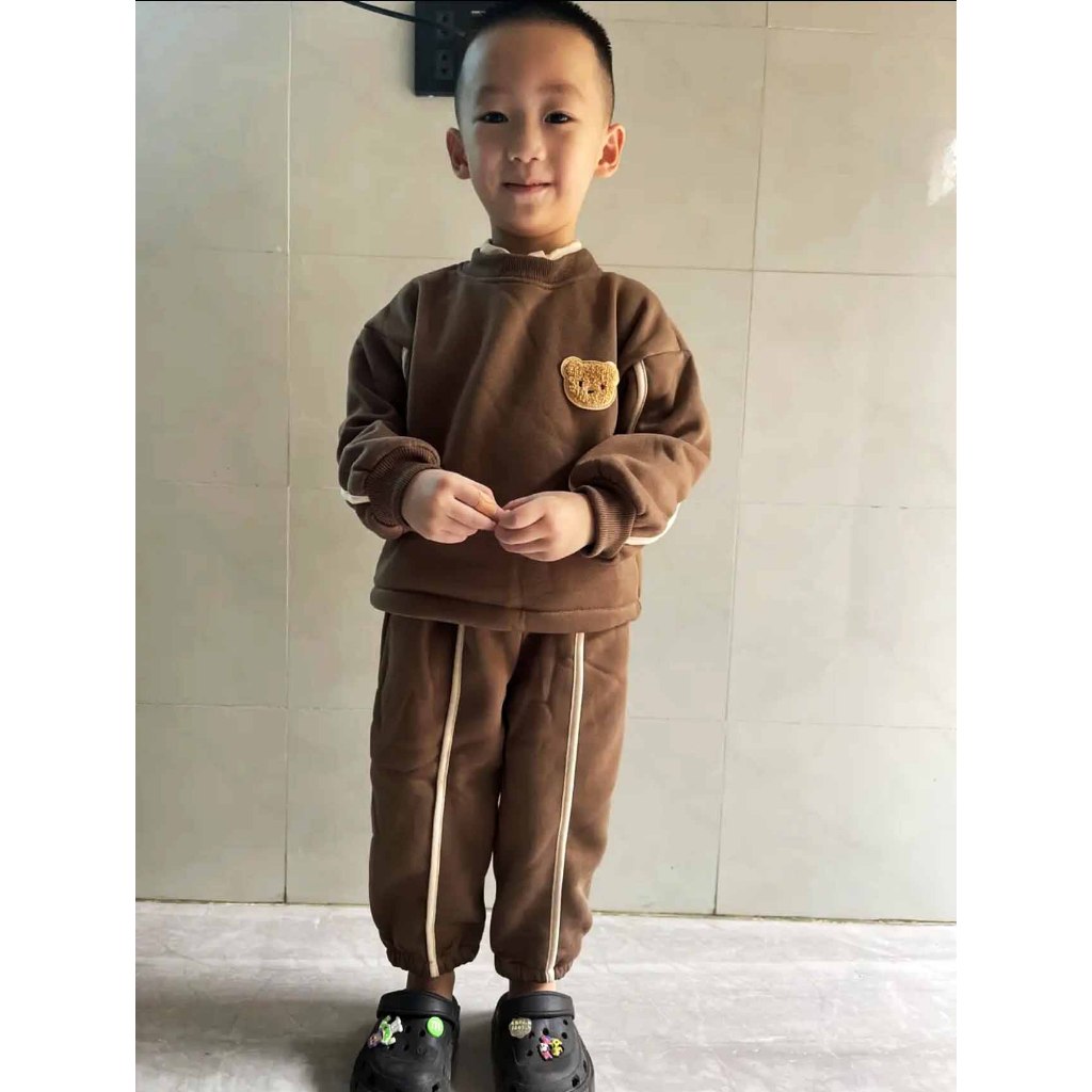 Bộ Dài Tay Cho Bé Trai/Gái Phối Sọc Gấu thêu Minky Mom dài tay mềm mịn mát, Bộ Quần áo trẻ em mặc nhà thu đông - g5.shop