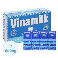 Sữa Tươi Tiệt Trùng Vinamilk 100% Ít Đường 110m, 180ml
