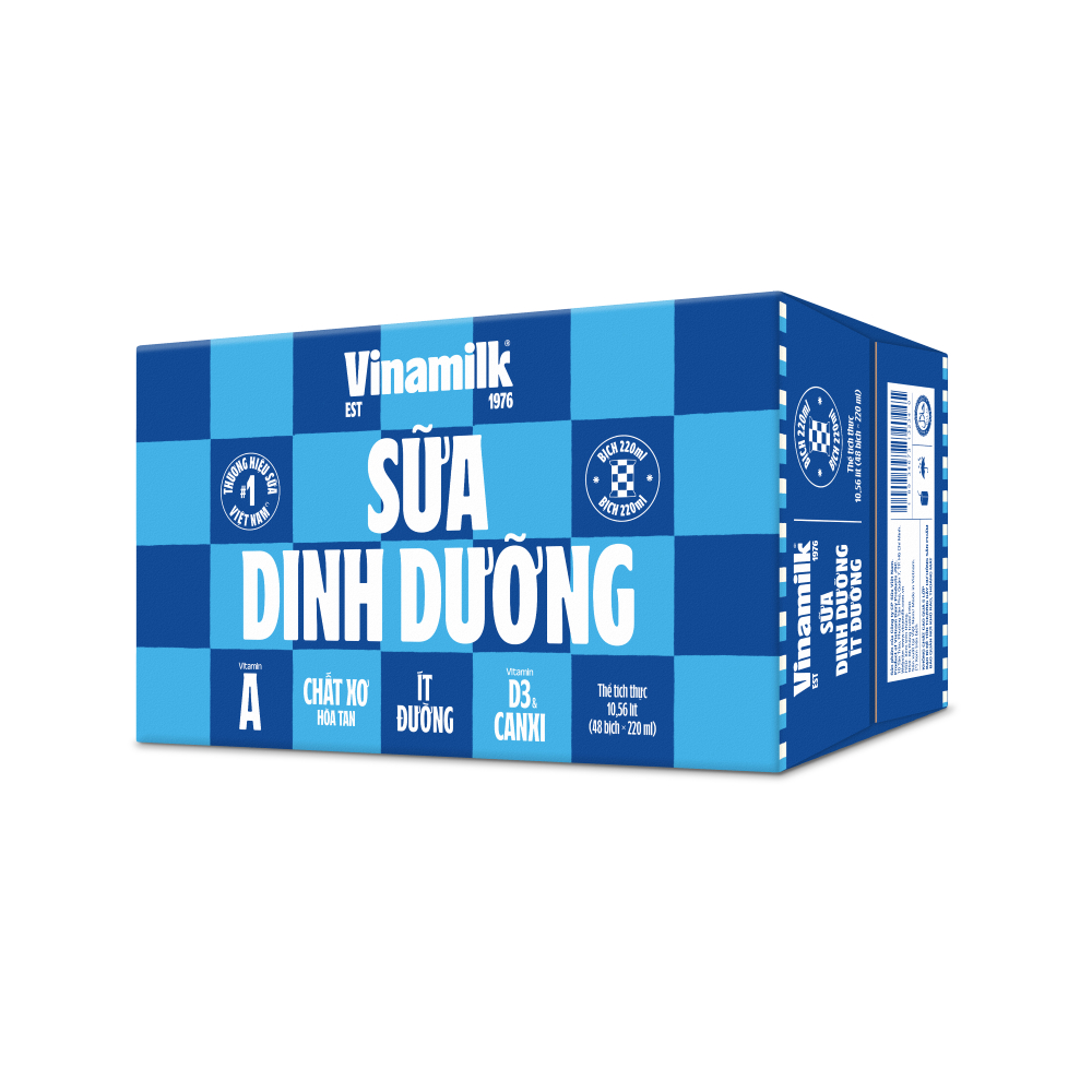 Sữa tiệt trùng Vinamilk ít đường- không đường bịch 220ml