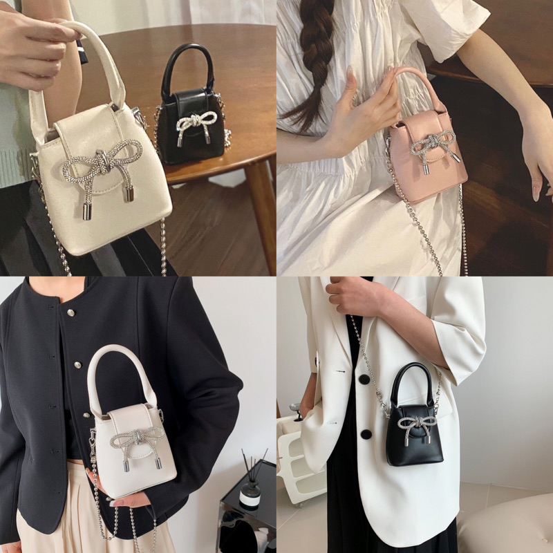 Túi quai tag nơ đính đá siu rẻ đẹp cute size13